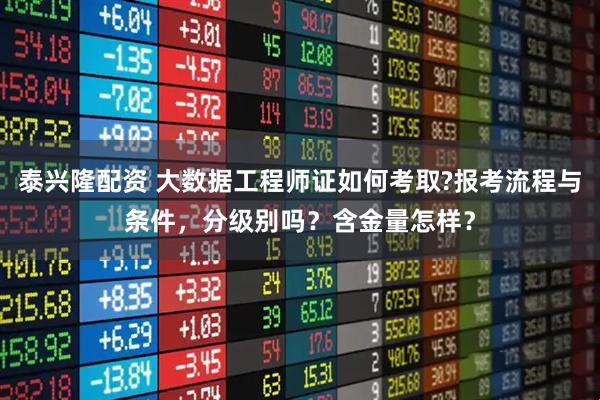 泰兴隆配资 大数据工程师证如何考取?报考流程与条件，分级别吗？含金量怎样？